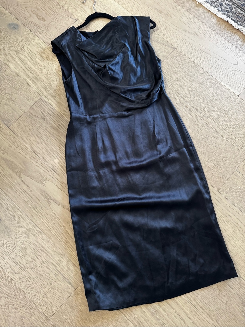 MOTF Black Satin Cowl Midi Dress